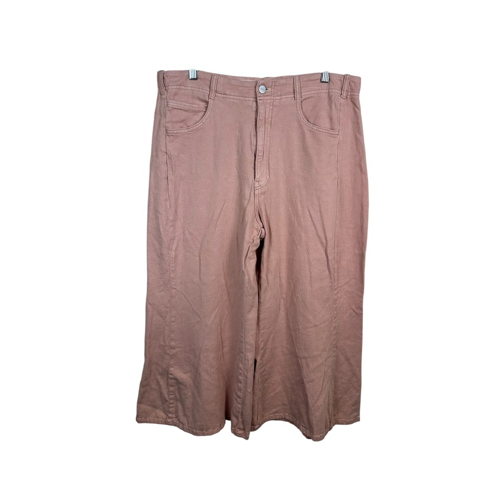Pilcro Wide Leg Pants Cropped 32 Mauve Pink Excellent Linen Blend High Rise 3355